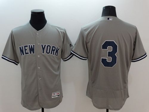 Yankees #3 Babe Ruth Grey Flexbase Authentic Collection Stitched MLB Jersey - Click Image to Close